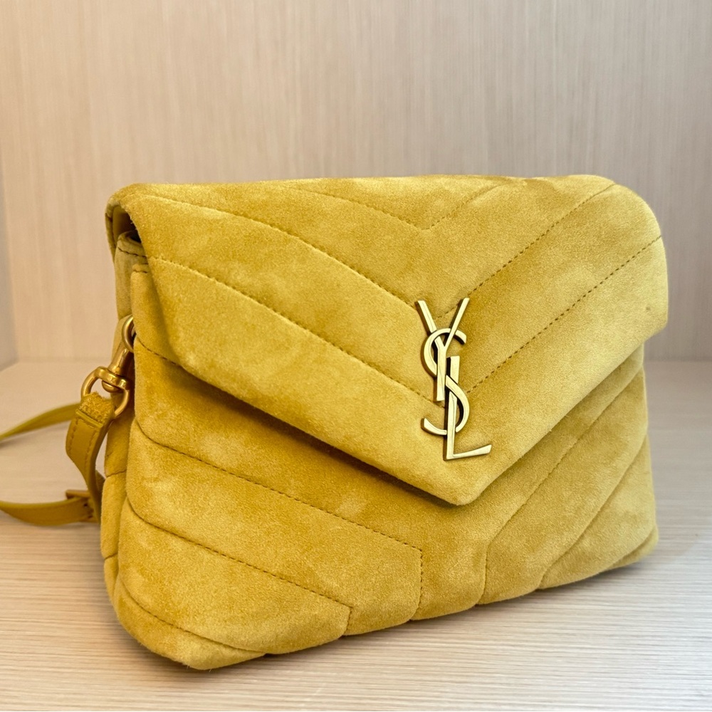 Yves Saint Laurent Mustard Suede Crossbody Bag